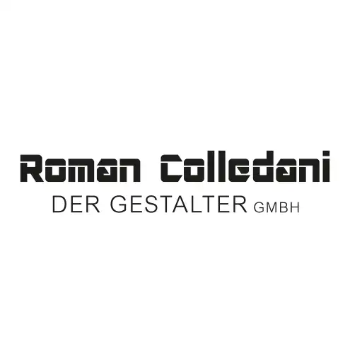 Roman Colledani Der Gestalter GmbH Logo in moderner Schrift auf weißem Hintergrund.