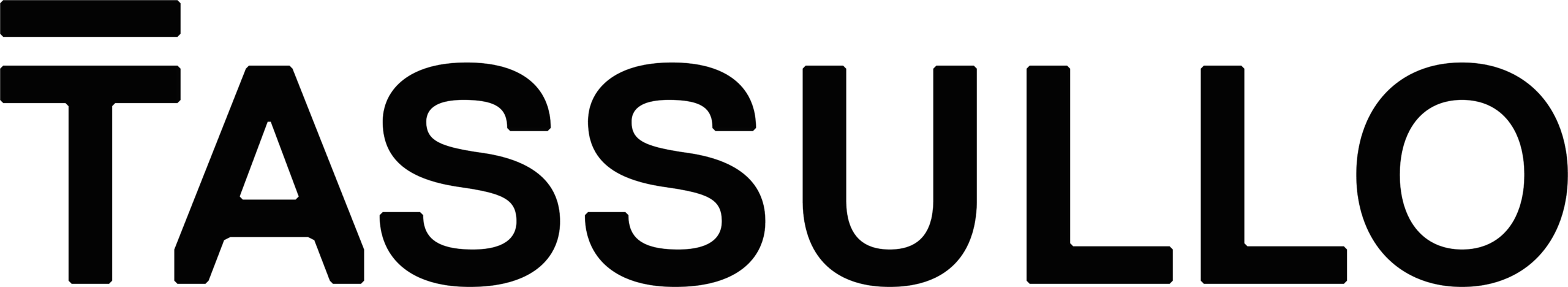TASSULLO Logo in schwarzer Schrift auf weißem Hintergrund, schlicht und modern gestaltet.